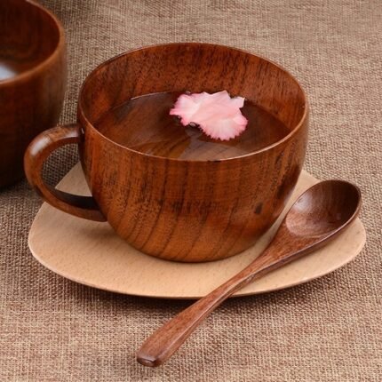 Naturholz Kaffeetasse, mit Löffel