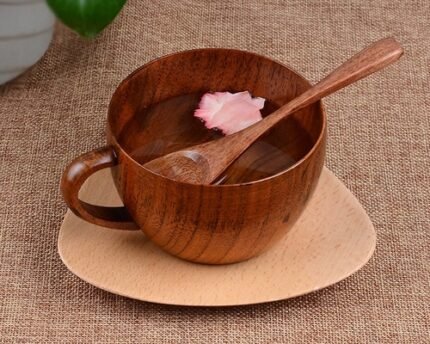 Holz Kaffeetasse und Löffel, Set