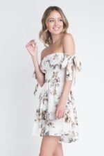 Damen Einteiler, schulterfrei, Blumen-Tie-Dye, gesmokt