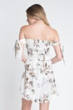 Damen Romper, Blumen-Tie-Dye, schulterfrei, gesmokt