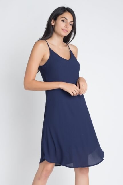 Fließendes, ärmelloses Freizeitkleid für Damen, Groß, Navy