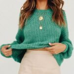 Pullover für Damen, Winter, mit ausgestellten Ärmeln