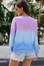 Pullover Sweatshirt in Lila Blau Colour Block Tie Dye