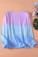 Modisches Sweatshirt in Lila Blau mit Colour Block Tie Dye