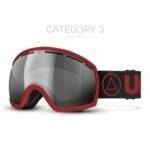 Sportliche Skibrille, rot und grau, vertikal