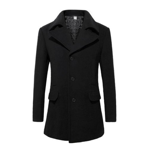Mid-length Mantel, Herren, Wollmischung, klassisch