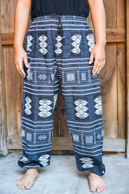 Bequeme Baumwollhose Damen, Tribal Boho Design, Hippie Stil