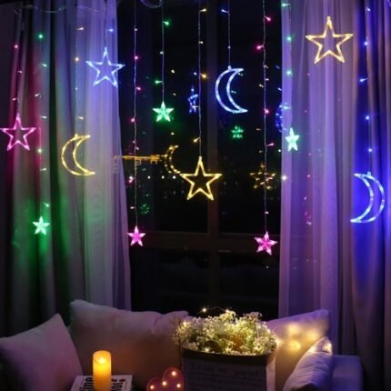Weihnachtslichterkette Mond Stern Lampe mit Fernbedienung