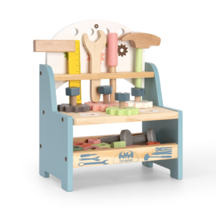 Mini Werkbank aus Holz für Spielzeug, Werkzeugset Kinder Kleinkinder