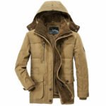 Winter Parka, Khaki, Mantel mit Kapuze und Innenfleece