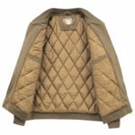 Stylische Winterjacke für Herren, Rundkragen, Khaki, mit Reißverschluss