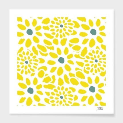 Gelbe Blumen im Kissen, Blumenmuster