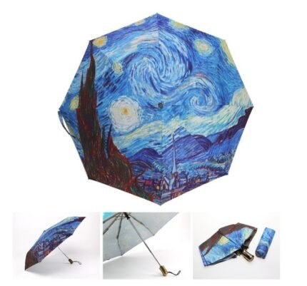 Regenschirm mit Van Goghs Sternennacht Motiv, Kunstschirm