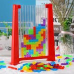 Tetris-Spiel in 3D, buntes Puzzle und Tangram-Mathematikspielzeug