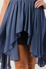 Vegan Leder Mix Tube Hi Low Kleid in MAUVE