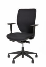 Bürostuhl in Schwarz, ergonomische Rückenlehne, kompakte Sitzgelegenheit