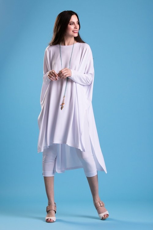 Poncho-Kleid, asymmetrisch, Schnitt