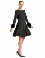 Caroline Kleid aus Crepe - Schwarzes Kleid mit ausgestelltem Schnitt