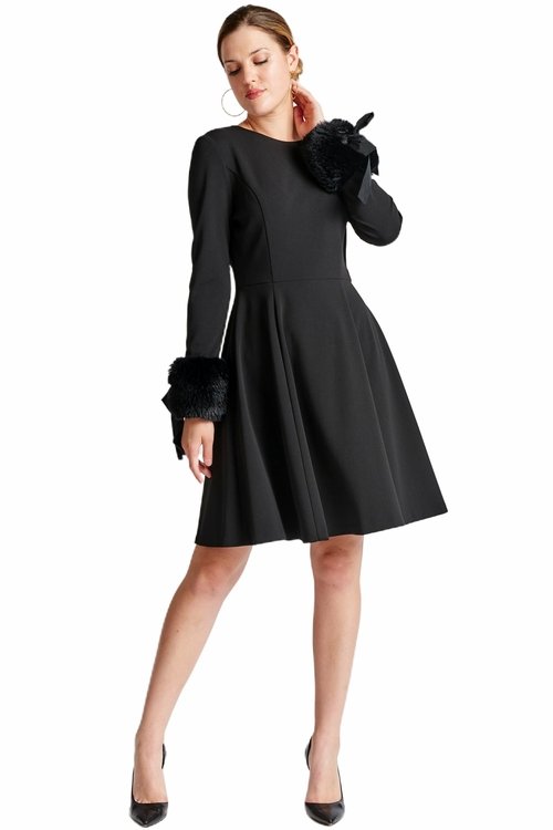 Modisches Damenkleid - Caroline Kleid aus Kreppstoff, Schwarz