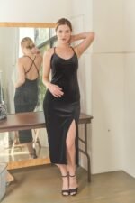 Elle Kleid - Samt Slipdress mit tiefem Rückenausschnitt