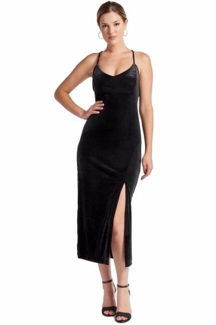 Elle Kleid - Samt Slipdress mit tiefem Rückenausschnitt