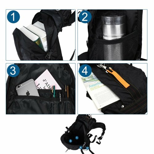 Wanderrucksack mit Zelt, Outdoor-Equipment, Campingplatz