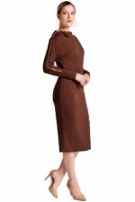 Damenkleid Josefa, asymmetrisch geschnitten, lange Ärme