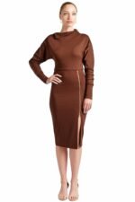 Damenkleid Josefa, asymmetrisch geschnitten, lange Ärme