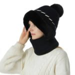 Warmer Winterhut mit Plüsch-Ohrenschutz, schwarz