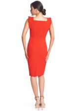 Monarch Kleid - Rotes Kleid mit eckigem Ausschnitt