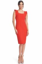Monarch Kleid - Rotes Kleid mit eckigem Ausschnitt