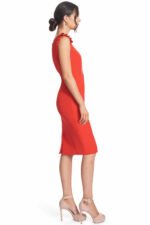 Rotes Midi-Kleid Monarch - Quadratischer Ausschnitt