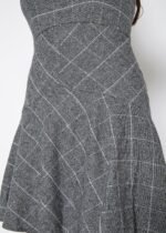Damen Tank Kleid mit ausgestelltem Schnitt in Grau und Karo-Muster
