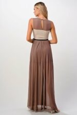 Maxikleid mit überlappendem Design und kontrastierender Spitze