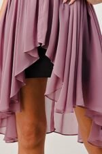 Vegan Leder Mix Schlauchkleid mit hohem Tief-Saum, MAUVE
