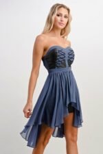MAUVE Vegan Leder Mix Tube Hi Low Kleid
