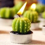 Handgemachte Kerze Kaktusform, grüne Dekoration, Wohnaccessoires