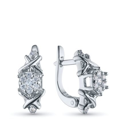 Elegante Silberohrringe mit geschliffenen Diamanten, perfekte Brillanz