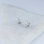 Elegante Silberohrringe mit geschliffenen Diamanten, perfekte Brillanz