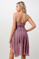 Elegantes Vegan Leder Mix Tube Hi Low Kleid, MAUVE