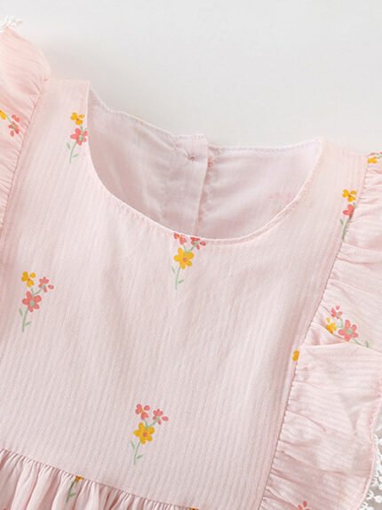 Baby Mädchen Sommeroutfit, ärmelloses Blumenmuster